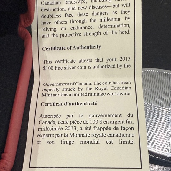 Royal Canadian Mint - 2013 $100 for $100 Bison Stampede - Pure Silver Coin - Picture 7 of 8